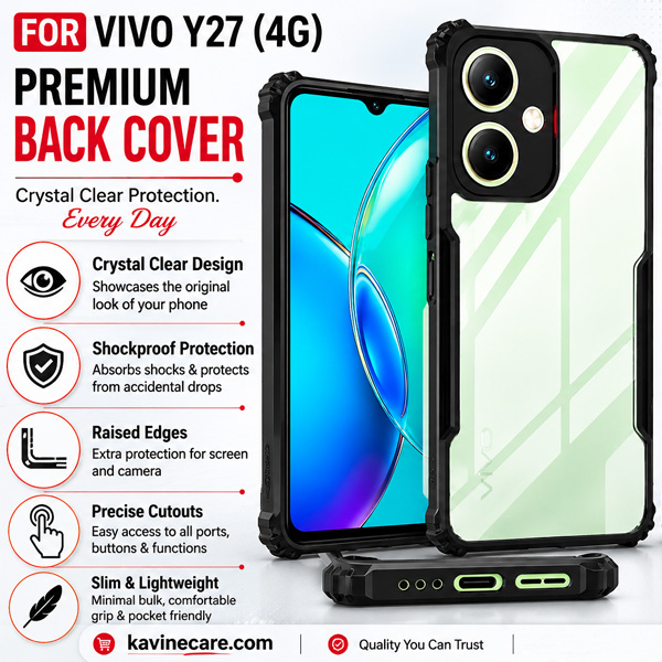 Transparent Shockproof Back Cover for Vivo Y27 | Crystal Clear Hybrid TPU Case | Camera & Screen Protection | Scratch Resistant | Slim Fit Mobile Cover - Image 2